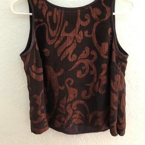 Sleeveless, brown beautiful shirt.